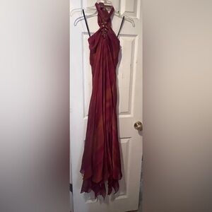 Chic Burgundy Halter Maxi Dress